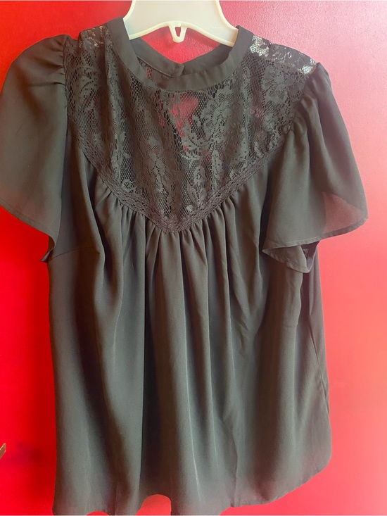 torrid Tops - Very lightweight Torrid Lace Yoke Flutter Sleeve Blouse Black OX